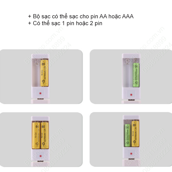 Bộ 2 pin sạc AA hoặc AAA kèm Bộ sạc pin đôi cổng USB (Hàng có sẵn)