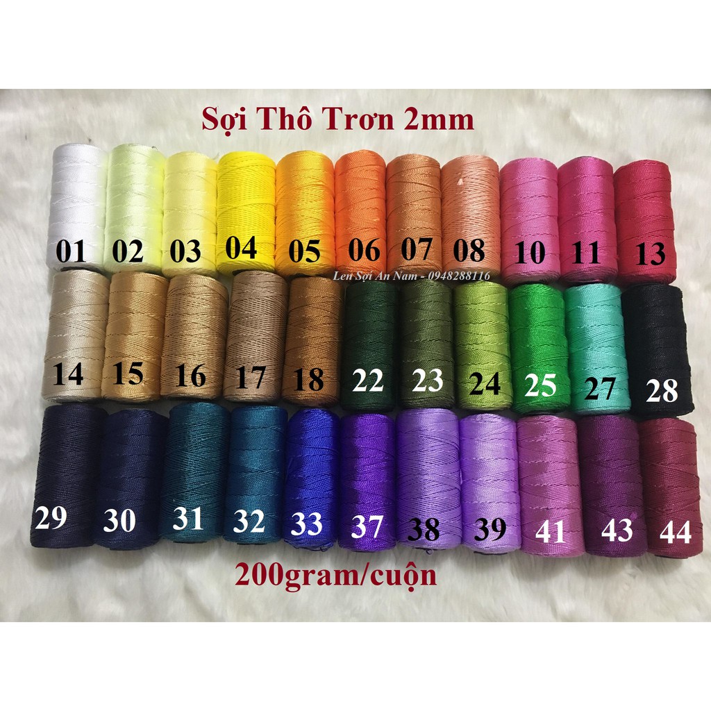 (Bảng 2) - Sợi Thô Trơn 2mm -[Len Sợi An Nam] - Sỉ Lẻ