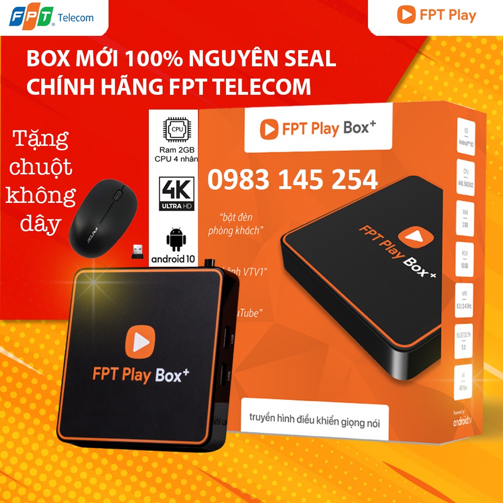 FPT PLAY BOX+ 2020 FPT TELECOM Mode 550 Android TV + 4K RAM 2GB Tích Hợp Điều Khiển Giọng Nói.