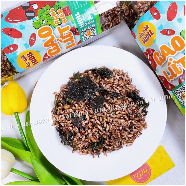 Gạo lứt sấy rong biển giòn ăn liền 300gr Ăn vặt HiDu vừa ngon vừa rẻ