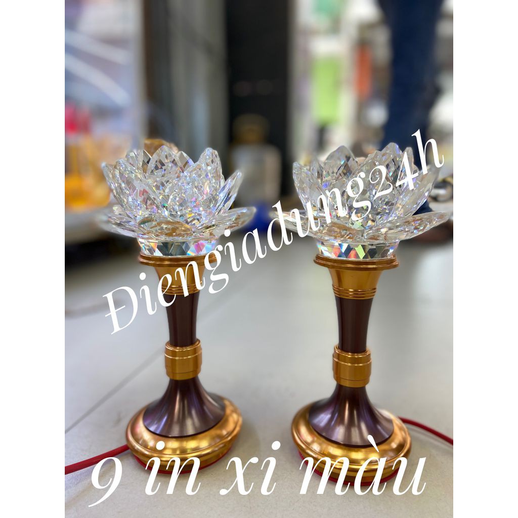 Đèn sen pha lê cao cấp 9 in xi màu