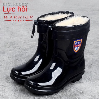 [HOT 2021]﹉ﺴRút lại giày đi mưa ấm áp ống nam với có lông mùa đông cộng nhung một đôi không thấm nước ủng ngắn cao su đệ