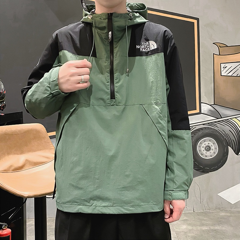 The North Face Áo Khoác Thể Thao Có Mũ Trùm Phối Khóa Kéo Thời Trang