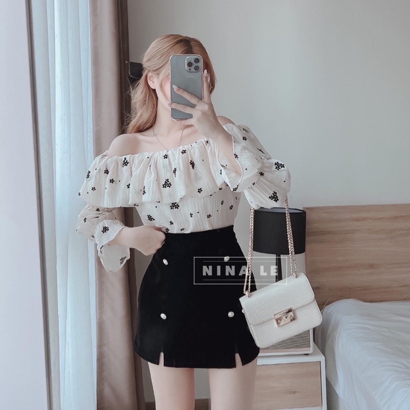 Áo Trễ Vai Đũi Bèo Hoa Siêu Xinh Có Ảnh Thật Kèm Video