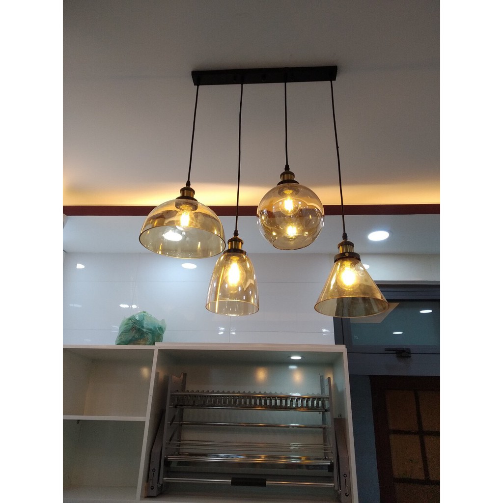 Đèn thả bàn ăn, quán ăn, quầy bar thủy tinh THCN11 ( Kèm Bóng led Edison 4w)