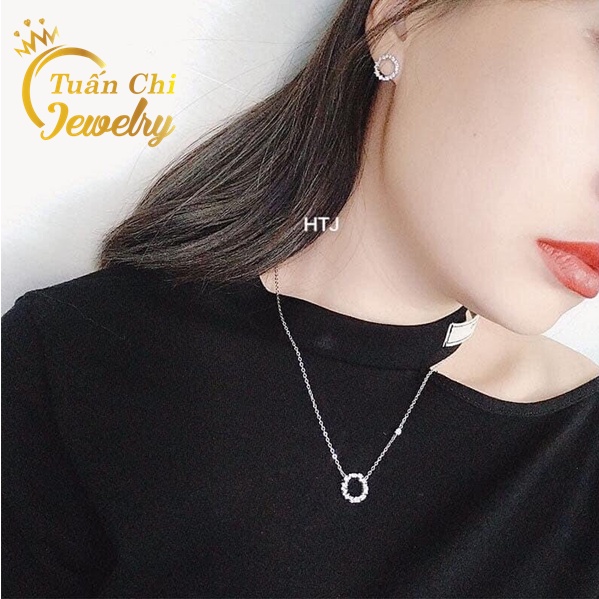 Set Bạc Đẹp ❤️SIÊU HOT❤️ Dây Chuyền Nữ- Bông Tai Nữ Bạc Cao Cấp