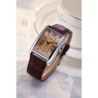 Đồng hồ nam thời trang dây da, mặt chữ nhật Yuhao namYu009