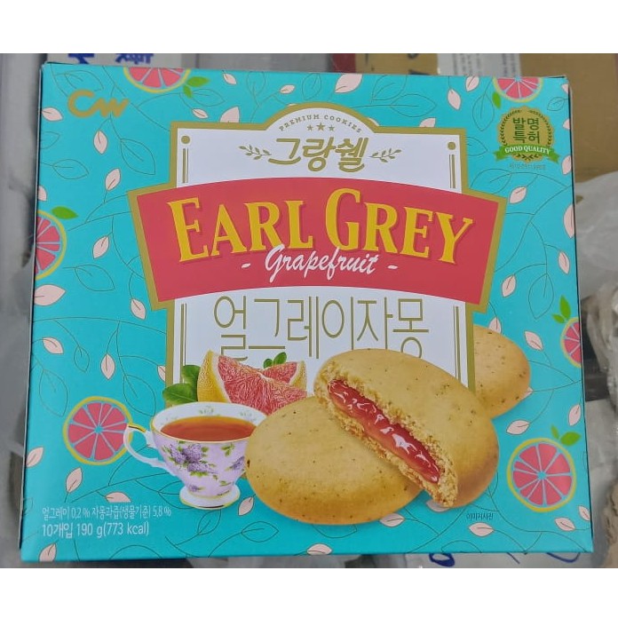 Bánh quy nhân mứt bưởi EARL GREY hàn quốc 190g- 얼그레이 자몽