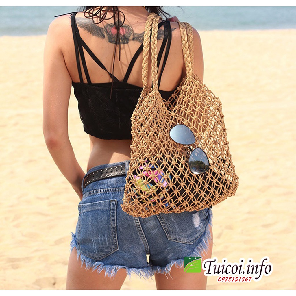 Túi Cói Đi Biển Dạng Lưới