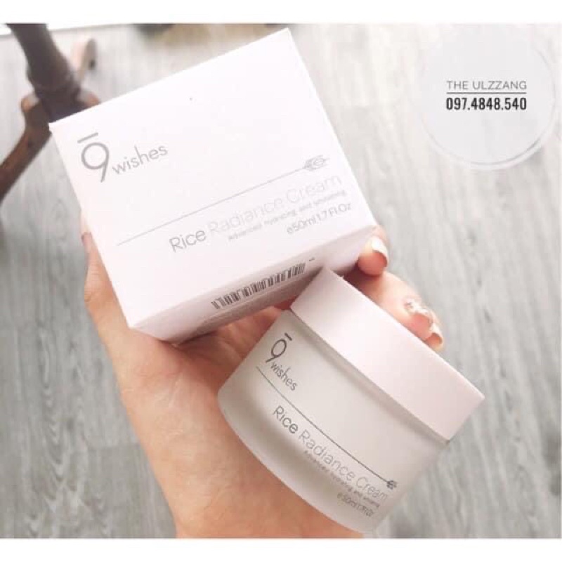 [Có bill]Kem Dưỡng 9 Wishes Từ Gạo Dưỡng Ẩm Trắng Da, Chống Lão Hoá  9 Wishes Rice Radiance Cream 50ml