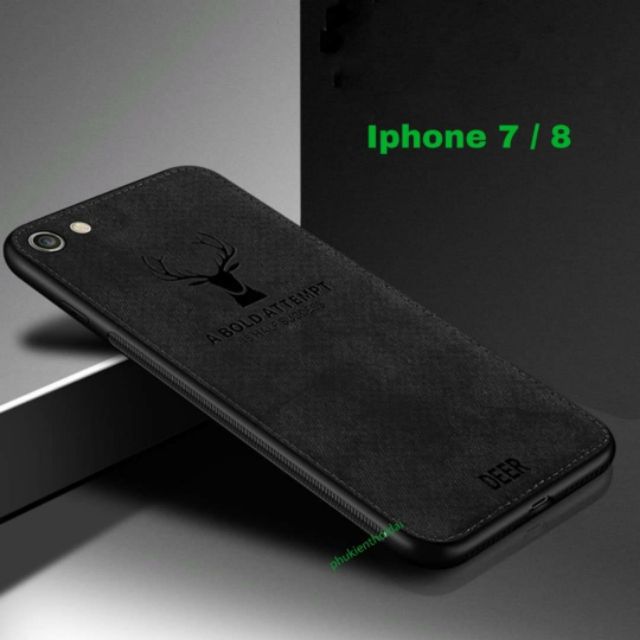 Ốp lưng Iphone 7 / 8  dùng chung chống sốc vải đầu hươu