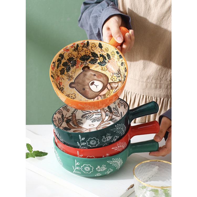 Tô gốm sứ có tay cầm họa tiết, hoa văn và hình thú cao cấp