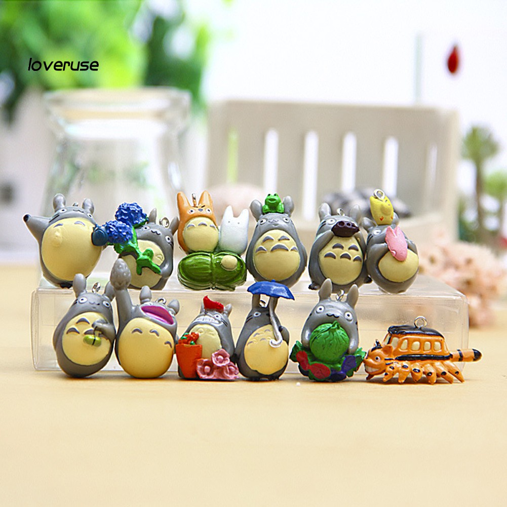 Set 12 mô hình đồ chơi thiết kế Totoro hoạt hình mini dành cho trang trí