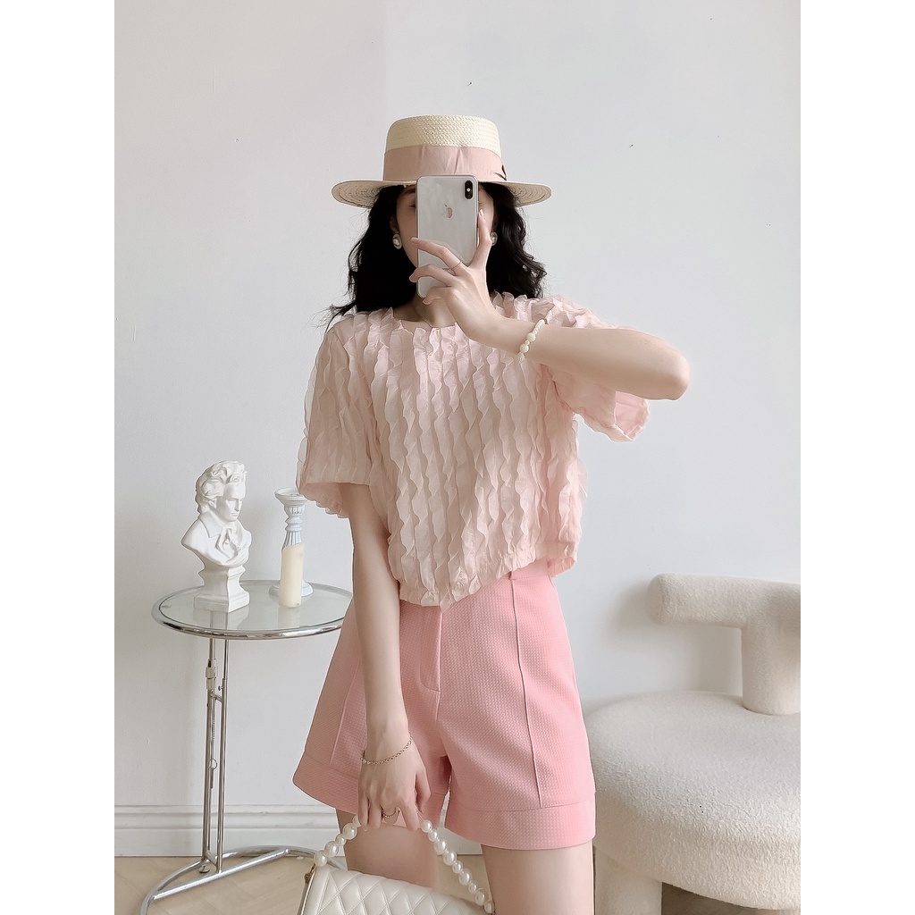 Áo croptop thiết kế LYRA chất vải tơ lợp cao cấp, nhiều màu tiểu thư - LWYTAO384