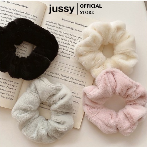 Dây Cột Tóc Scrunchies Chất Len Nhung Mềm Mịn Dây Buộc Tóc Jussy Fashion Thiết Kế 1 Màu Trơn Đơn Giản Dễ Thương [1 SỢI]