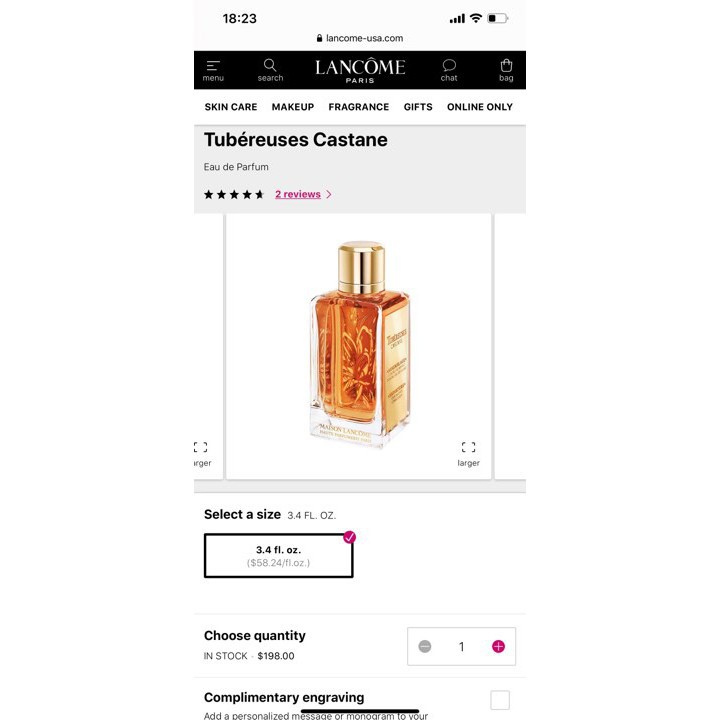 [NᴀᴄʜᴀSᴛᴏʀᴇ]  Nước Hoa Lancome Maison Tubereuses Castane EDP Tester 5/10ml Aᴜᴛʜ