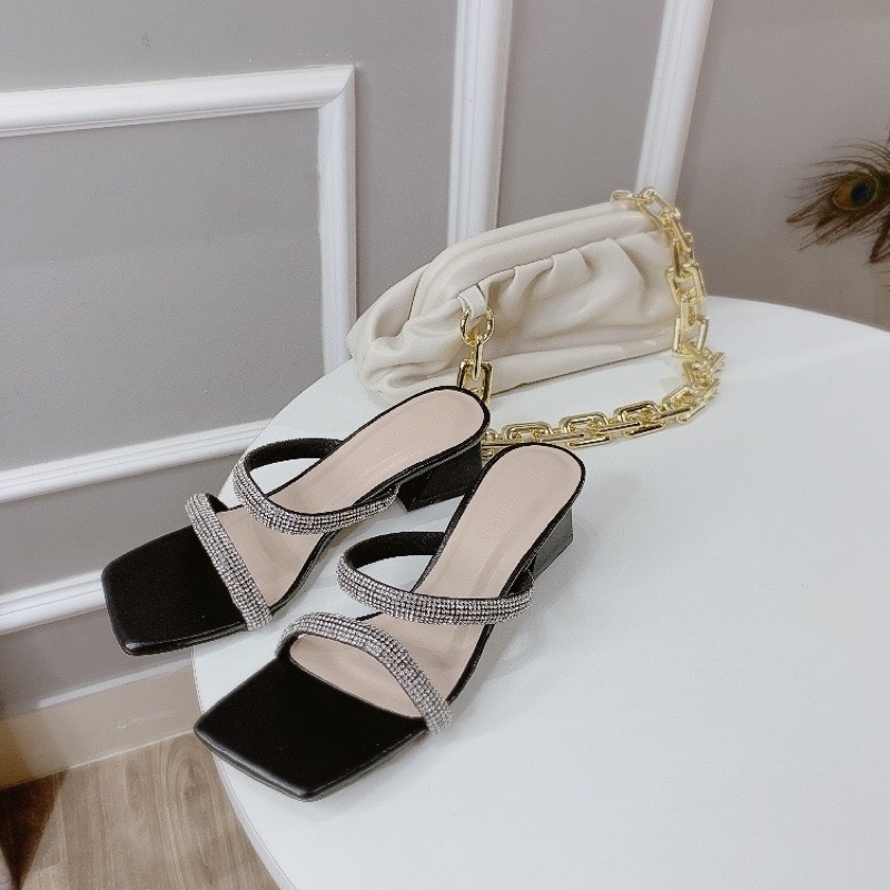 ❄️HÀNG CÓ SẴN ❄️ guốc đá 2 quai gót vuông 5cm