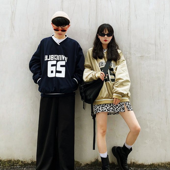 Áo Sweater Nỉ Bông Áo Nỉ Đôi Cổ V Tay Bồng In Số 65 Form Rộng Unisex Nam Nữ | BigBuy360 - bigbuy360.vn