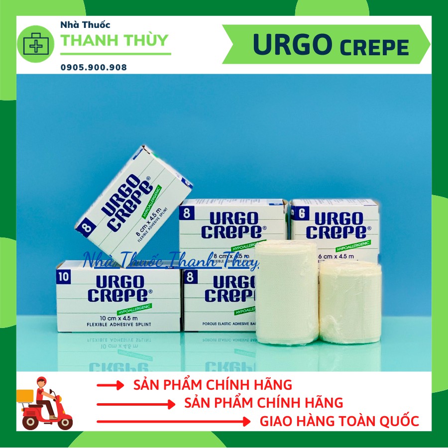 Urgo crepe 6-8-10 băng keo cuộn y tế thun co giãn dán sườn trong chấn - ảnh sản phẩm 1