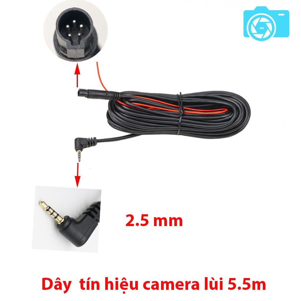 Dây tín hiệu cho camera lùi kết nối camera hành trình, dài 10m, 5,5m, jack 2.5mm, 5 chấu