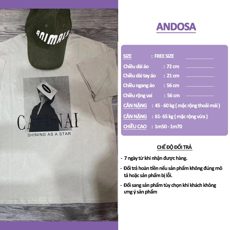 Áo thun nữ 3158 in hình form rộng tay lỡ chất cotton hàng Quảng Châu ANDOSA AT18