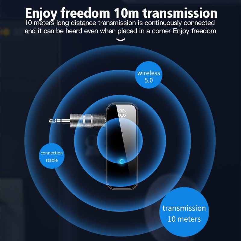 Thiết bị thu phát âm thanh không dây ANKNDO 2 trong 1 mini bluetooth 5.0 giắc cắm AUX 3.5mm cho tai nghe xe hơi PC