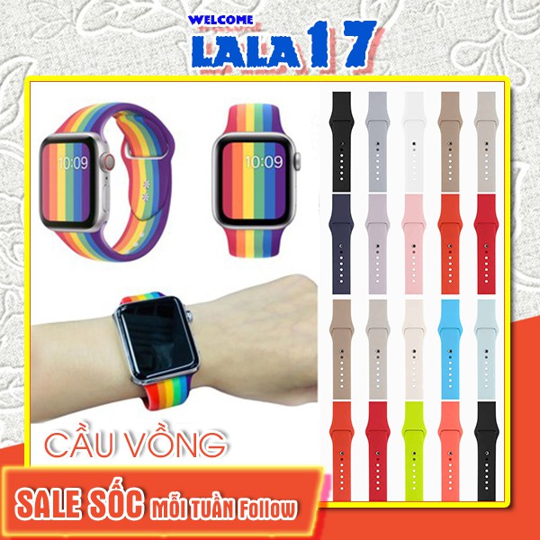 Dây đeo đồng hồ thời trang cao su màu Cầu Vồng phụ kiện cho apple watch series T500/3/4/5/6/38mm/40mm/44mm Cao Cấp