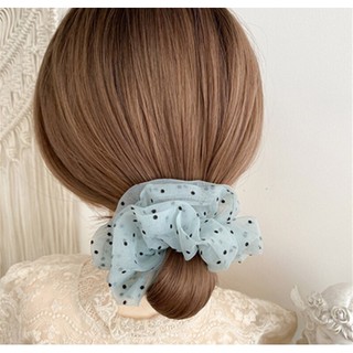 Dây buộc tóc, cột tóc vải scrunchies chiffon chấm bi siêu đẹp