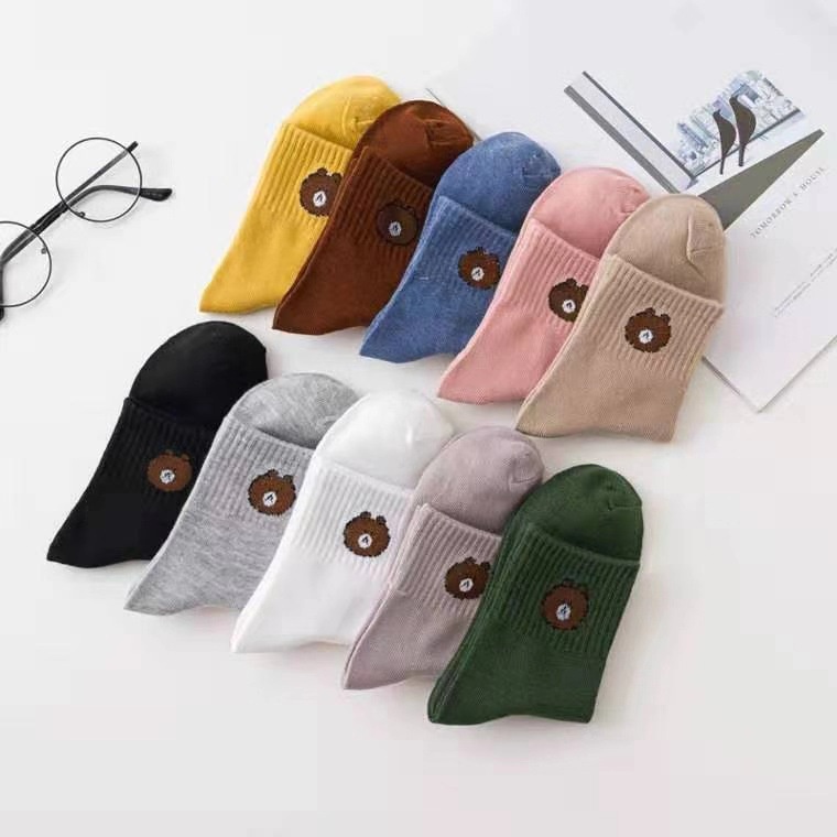 Tất Gấu Nữ Cao Cổ Giá Rẻ Hàn Quốc Họa Tiết Đơn Giản Nhiều Màu Cute Dễ Thương Vớ Cao Nhiều Màu Giá Sỉ Tất Loại 1