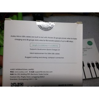 Bộ cáp Aukey CB-TD1 gồm 3 cáp (2 microusb + 1 TypeC) dài 1m