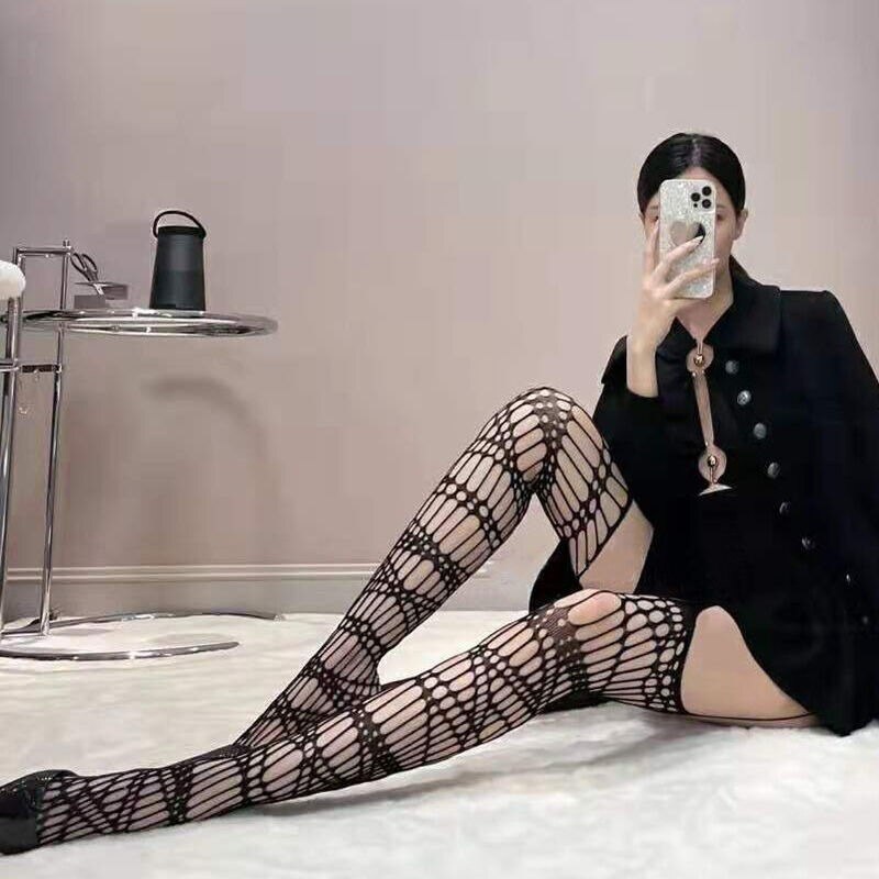 Gothic Dark Long Sexy Fishnet Stockings Women Harajuku Alternative Mesh Tights Lingerie Skin Thigh High Garters Hosiery