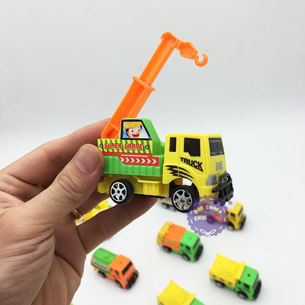Vỉ đồ chơi 11 xe tải chở hàng hóa bằng nhựa chạy trớn - Xe công trình 6188F xe mô hình bé trai