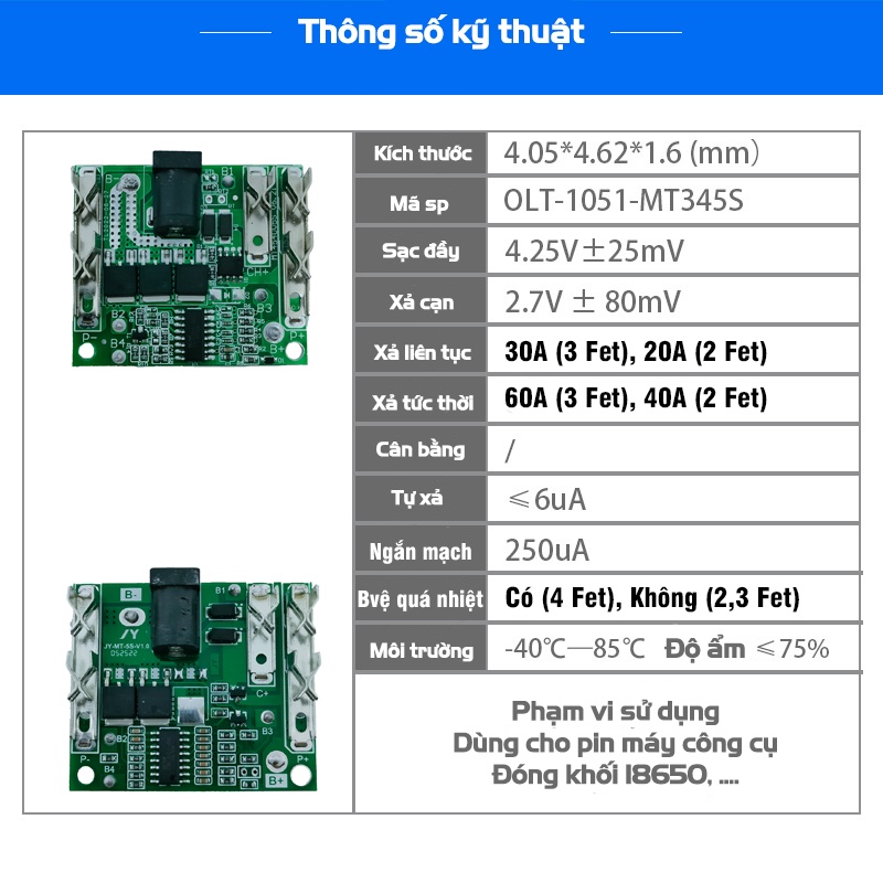 Mạch Bảo Vệ Sạc Xả Pin MAKITA 5S Dòng Xả Cao 18V 21V VITO