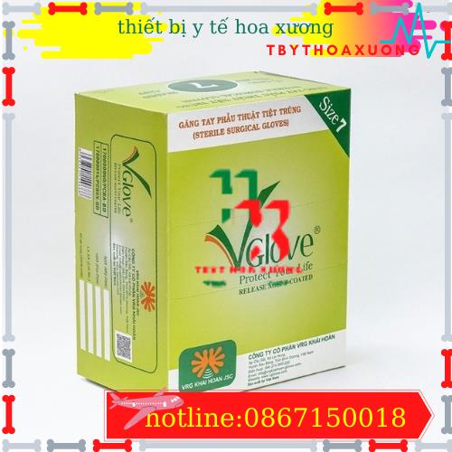 1 đôi Găng Tay Phẫu Thuật Tiệt Trùng Vglove Size 7 50c/H