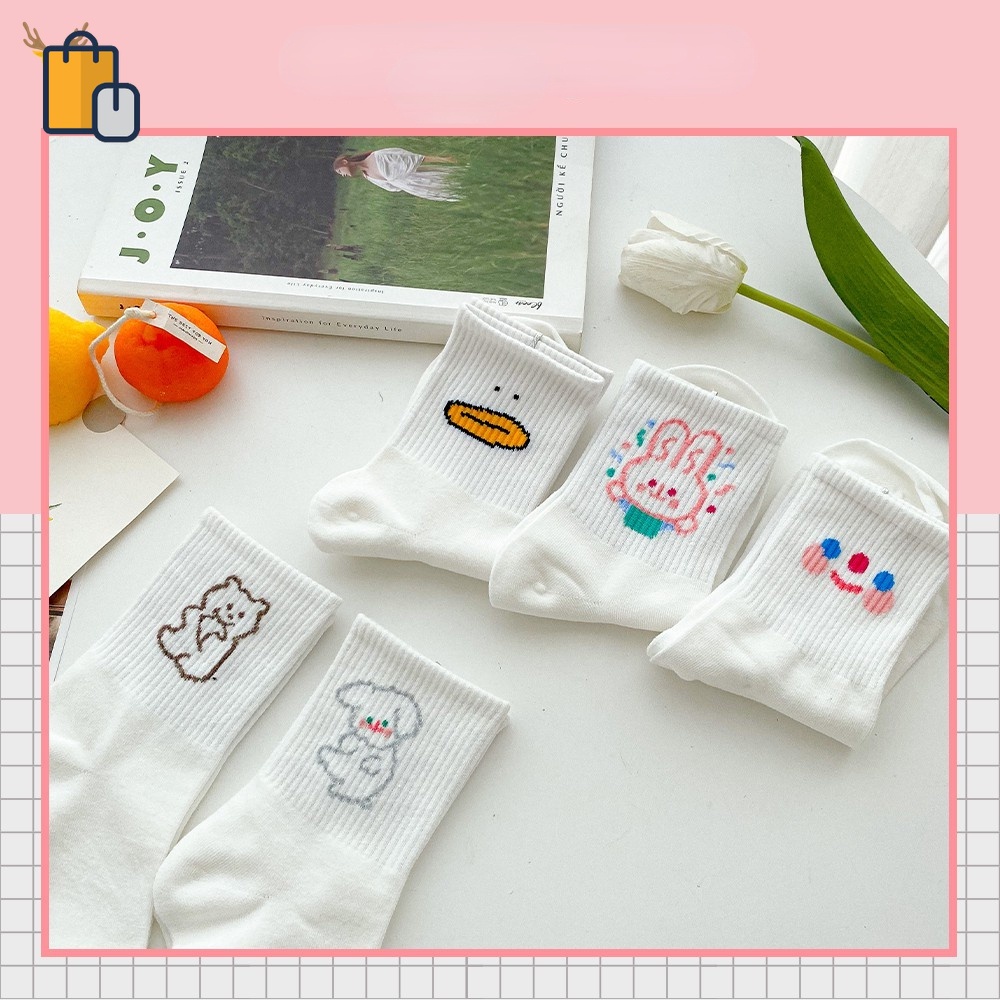 Vớ Cao Cổ Màu Trắng Phong Cách Hàn Quốc Dễ Thương Chất Lượng Cao Cho Nữ