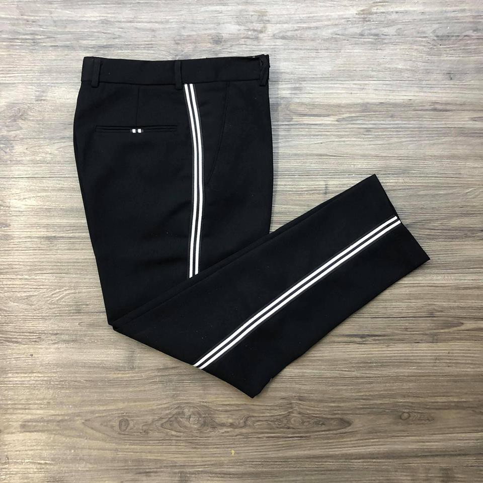 Quần Vải Nam Màu Đen Kẻ Trắng Dáng Ôm | BigBuy360 - bigbuy360.vn