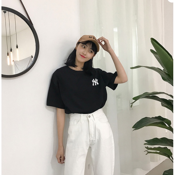 44-95kg  Áo Thun tay lỡ, Phông NY dáng rộng 100% cotton mền mịn thoáng mát cực đẹp mùa hè