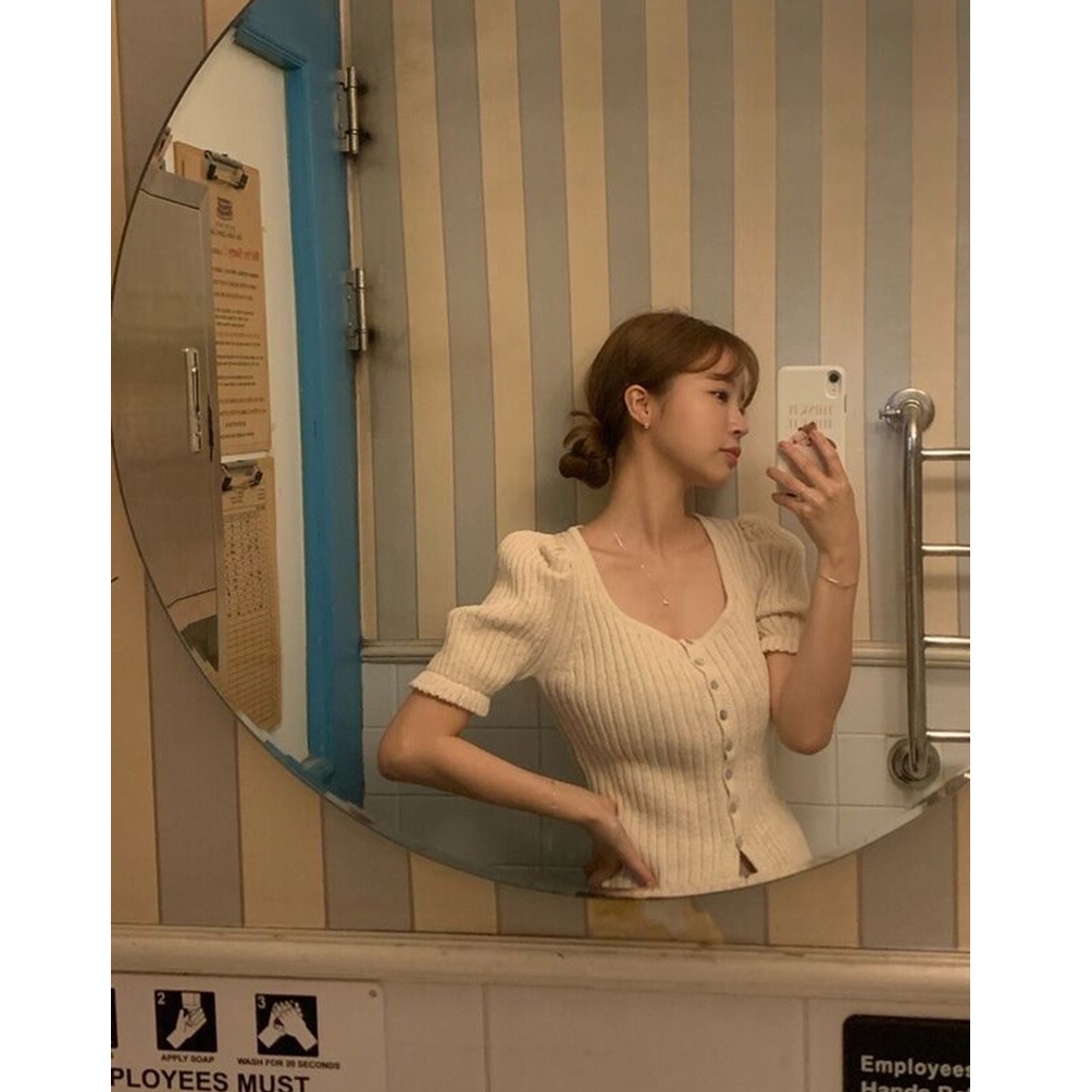 53816 Áo Dệt Kim Tay Ngắn Phồng