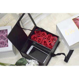 Hộp Love đựng quà 2 ngăn - Hoa sáp cao cấp