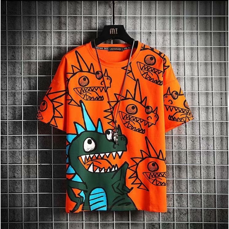Áo Thun Nam Tay Ngắn In Hình Khủng Long Cá Tính