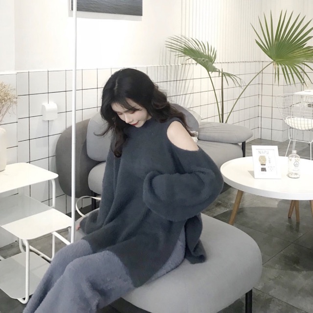 Áo len lông thỏ khoét vai cao cấp