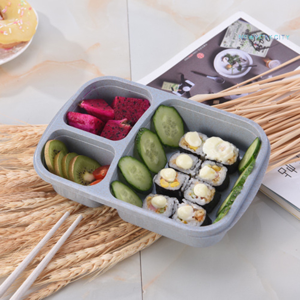 Hộp cơm 3 Ngăn Chất Liệu Rơm Lúa Mì Siêu Nhẹ Mang Đi Tiện Dụng