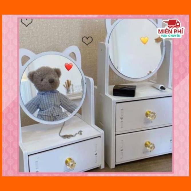 BÀN TRANG ĐIỂM MINI ⚡ CÓ GƯƠNG ⚡ KỆ ĐỰNG MỸ PHẨM ĐA NĂNG ⚡ CHIBIKIS ⚡