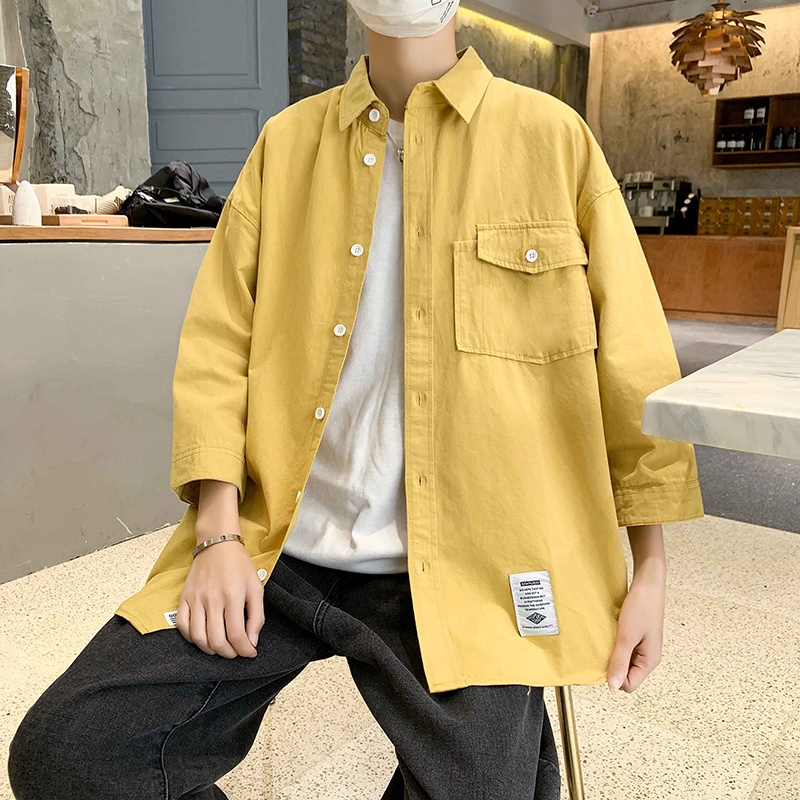 Summer Fashion Men's Summer Fashion Short Sleeve Shirt With Plain Color