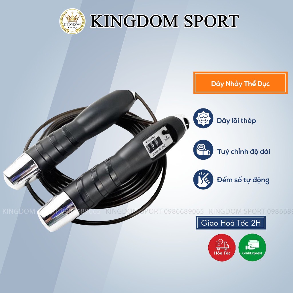 Dây Nhảy Đếm Số Tự Động, Lõi Thép Cao Cấp Màu, Sắc Sang Trọng KINGDOM SPORT