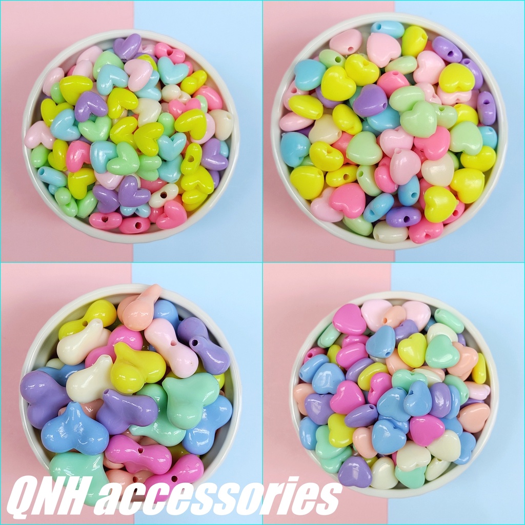 Gói 10g  hạt nhựa acrylic hình tim, ngôi sao, nơ, bướm làm trang sức