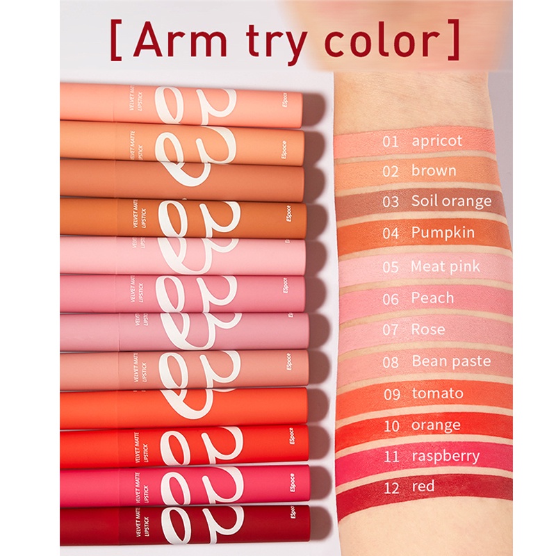 [Hàng mới về] Son nhung mịn lì 12 màu tùy chọn chống thấm nước không dính cốc tiện dụng