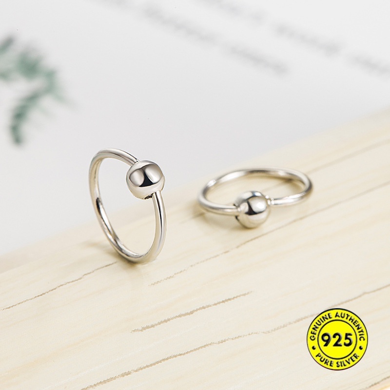 Khuyên Tai Dạng Móc Đính Hạt Tròn Mạ Bạc Đơn Giản Dành Cho Bạn Nữ Mặc Ngủ