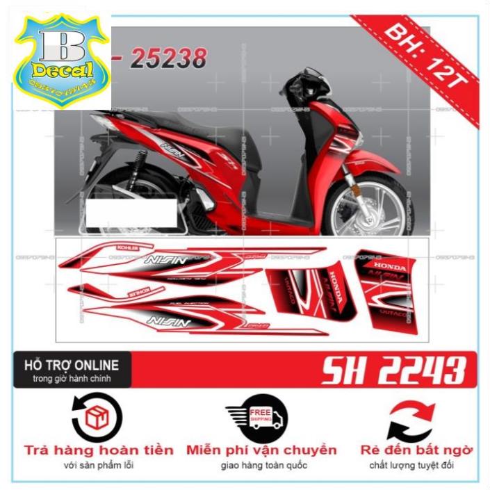 ( Quí khách vui lòng mang ra tiệm cho thợ dán ) Tem SH 2019 DÁN XE ĐỎ [Bi Decal]