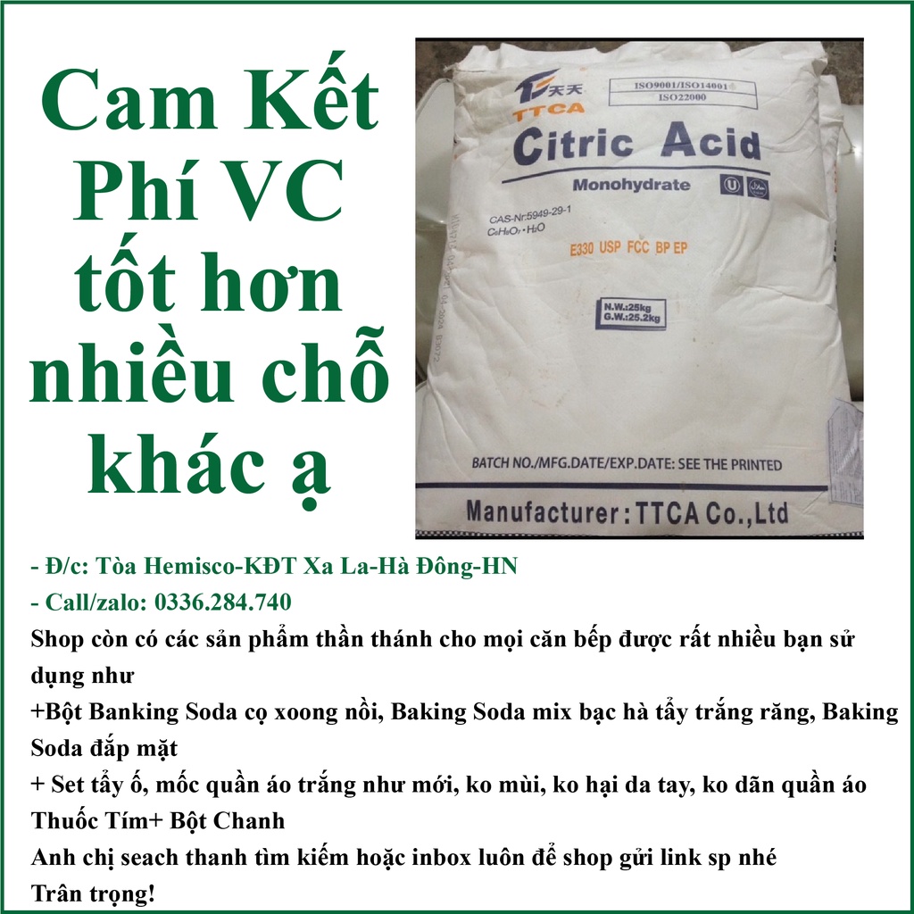 1kg Axit Chanh, Acid Chanh, acid Citric, Axít Citric, bột tạo chua